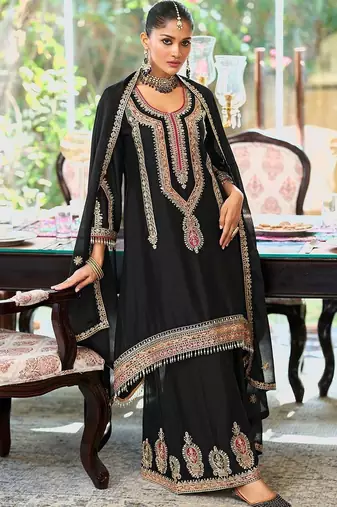 Women ethnic motifs embroidered regular kurta with trousers & with dupatta