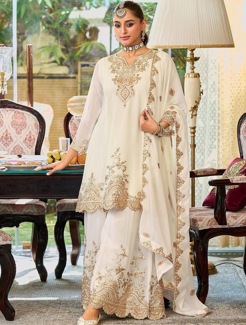Women ethnic motifs embroidered regular kurta with palazzos & with dupatta