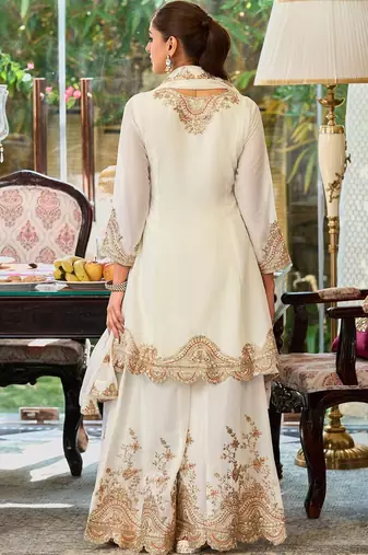 Women ethnic motifs embroidered regular kurta with palazzos & with dupatta