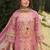 Floral printed v-neck linen kurta with trousers and dupatta