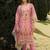 Floral printed v-neck linen kurta with trousers and dupatta