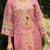 Floral printed v-neck linen kurta with trousers and dupatta