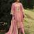 Floral printed v-neck linen kurta with trousers and dupatta