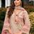 Floral printed v-neck sequinned linen kurta with trousers and dupatta