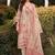 Floral printed v-neck sequinned linen kurta with trousers and dupatta