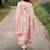 Floral printed v-neck sequinned linen kurta with trousers and dupatta