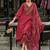 Floral embroidered panelled thread work a-line kurta with trousers & dupatta