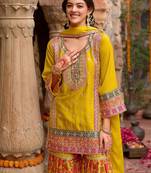 Embroidered sequinned kurti with sharara & dupatta