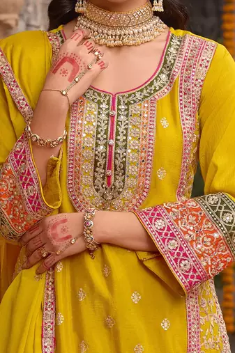 Embroidered sequinned kurti with sharara & dupatta