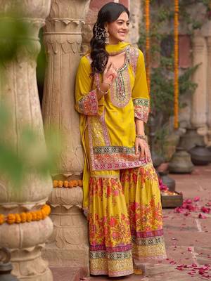 Embroidered sequinned kurti with sharara & dupatta 4