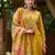 Women floral embroidered panelled thread work kurta with trousers & with dupatta