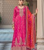 Ethnic motifs embroidered sequinned anarkali kurta with trouser & dupatta