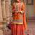 Floral embroidered sequinned chinon straight kurta with sharara & dupatta