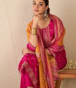 Women ethnic motifs regular kurta with trousers & with dupatta