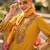 Striped thread work pure cotton bell sleeves straight kurta & trousers & dupatta