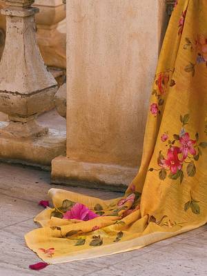 Striped thread work cotton bell sleeves straight kurta & trousers & dupatta 4
