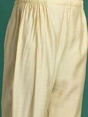 Ethnic motifs embroidered panelled sequinned kurta with trousers & dupatta 4