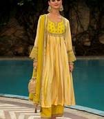 Women ethnic motifs embroidered anarkali kurta with trousers & dupatta