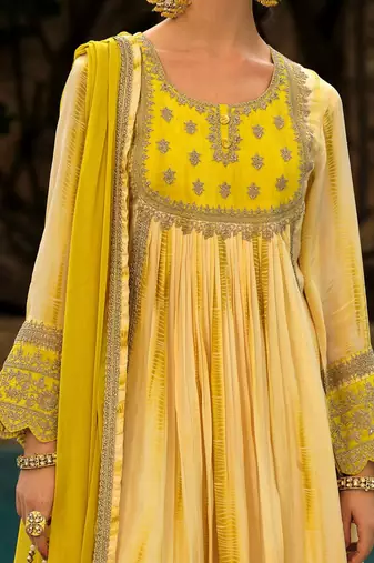 Women ethnic motifs embroidered anarkali kurta with trousers & dupatta