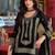 Floral embroidered round neck chinon zari straight kurta & palazzos with dupatta