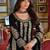 Floral embroidered round neck chinon zari straight kurta & palazzos with dupatta