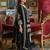 Floral embroidered round neck chinon zari straight kurta & palazzos with dupatta
