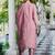 Ethnic motifs embroidered v neck straight kurta with trousers & dupatta