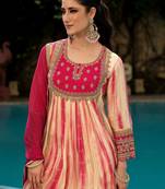 Floral embroidered shibori technique thread work kurta with trousers & dupatta