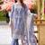 Floral embroidered round neck thread work straight kurta with trousers & dupatta