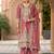 Floral embroidered notch neck zari organza kurta with trousers and dupatta