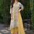 Floral printed mirror work round neck liva a-line kurta with palazzos & dupatta