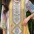 Floral printed mirror work round neck liva a-line kurta with palazzos & dupatta