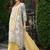Floral printed mirror work round neck liva a-line kurta with palazzos & dupatta
