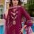 Women floral embroidered regular thread work pure silk kurta with trousers & with dupatta