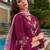 Women floral embroidered regular thread work pure silk kurta with trousers & with dupatta