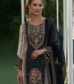 Floral printed sweetheart neck mirror work straight kurta with palazzos & dupatta
