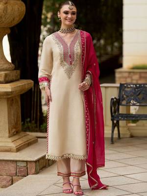 Women ethnic motifs embroidered mirror work kurta with trousers & with dupatta 1
