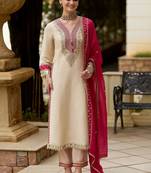 Women ethnic motifs embroidered regular mirror work kurta with trousers & with dupatta