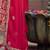 Ethnic motifs  embroidered v-neck zari organza kurta with trousers and dupatta