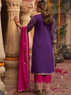 Women ethnic motifs embroidered thread work kurta with salwar & with dupatta 4