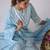 Floral embroidered regular thread work pure cotton republic day kurta with trousers & dupatta