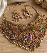 Handcrafted temple jewellery: intricate gold-plated choker set