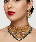Handcrafted temple jewellery: intricate gold-plated choker set