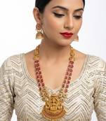 Traditional lakshmi temple necklace set with earrings gold-plated ethnic jewelry handcrafted