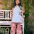 Powder blue embroidered cotton kurti set