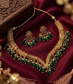 Handcrafted traditional gold-plated choker necklace set with pearl drops - ethnic jewelry for weddings