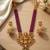 Antique-finish goddess ruby beaded necklace & stud earring set - traditional kemp stone temple jewelry