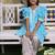 Bright blue printed cotton kurti set