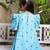 Bright blue printed cotton kurti set