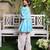 Bright blue printed cotton kurti set